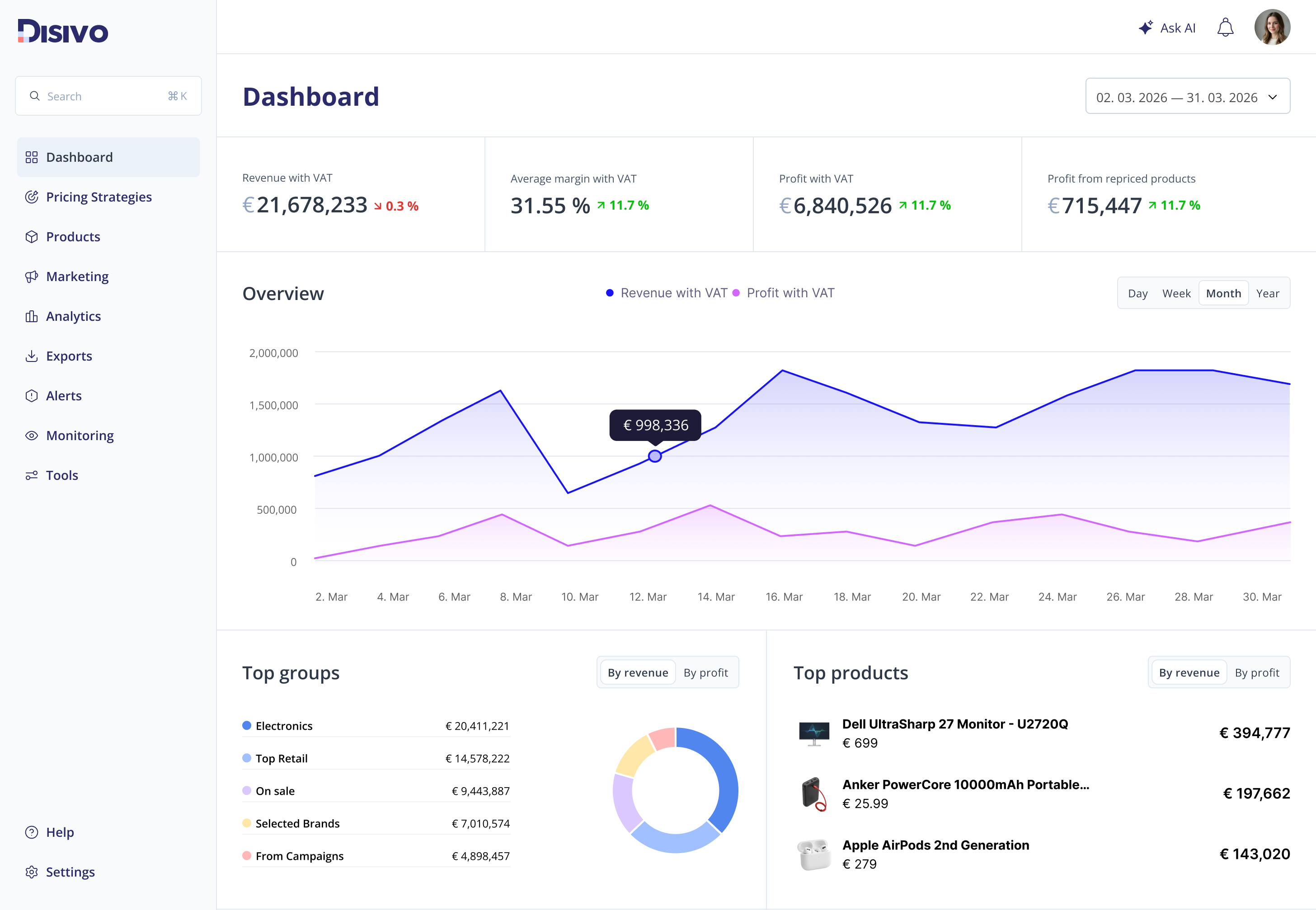 Final dashboard UI redesign