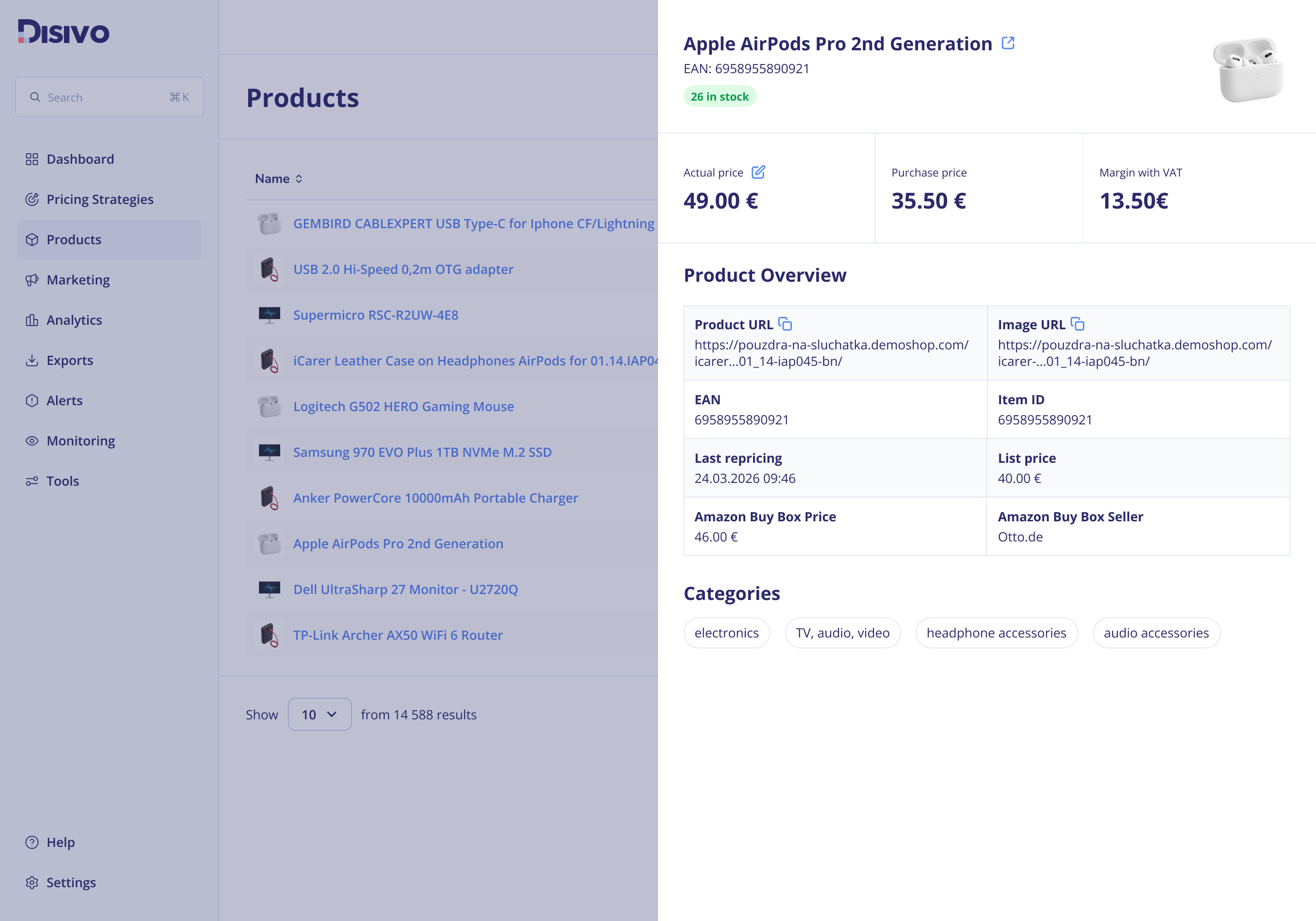 Redesigned products detail view