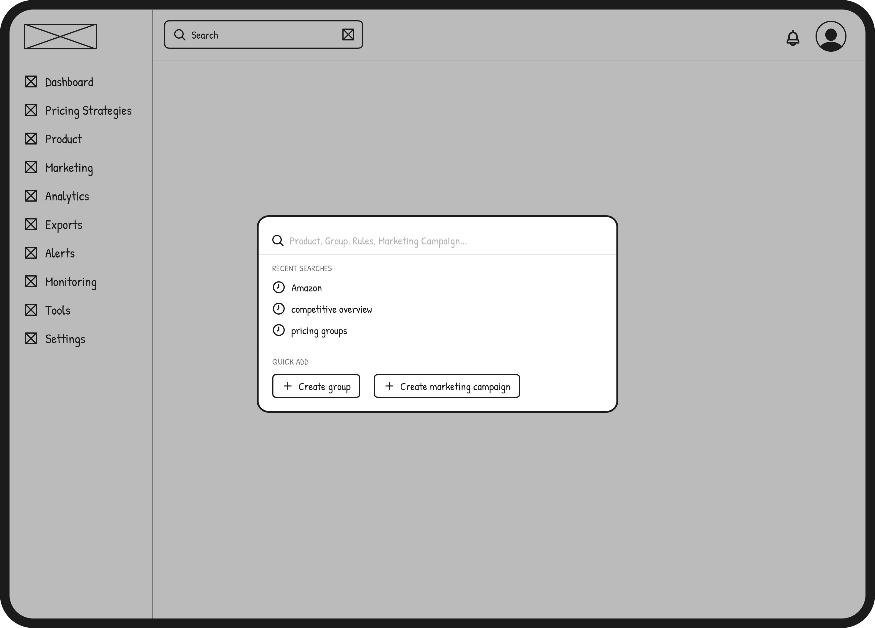 Search wireframe exploration 1