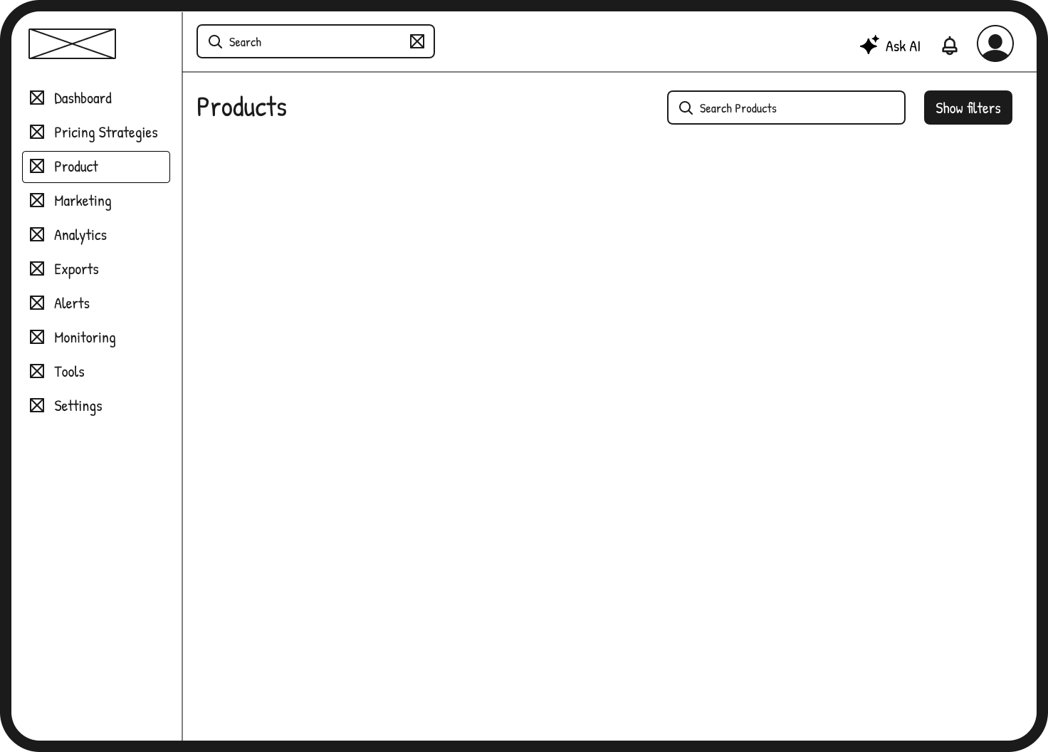Dashboard wireframe exploration 2
