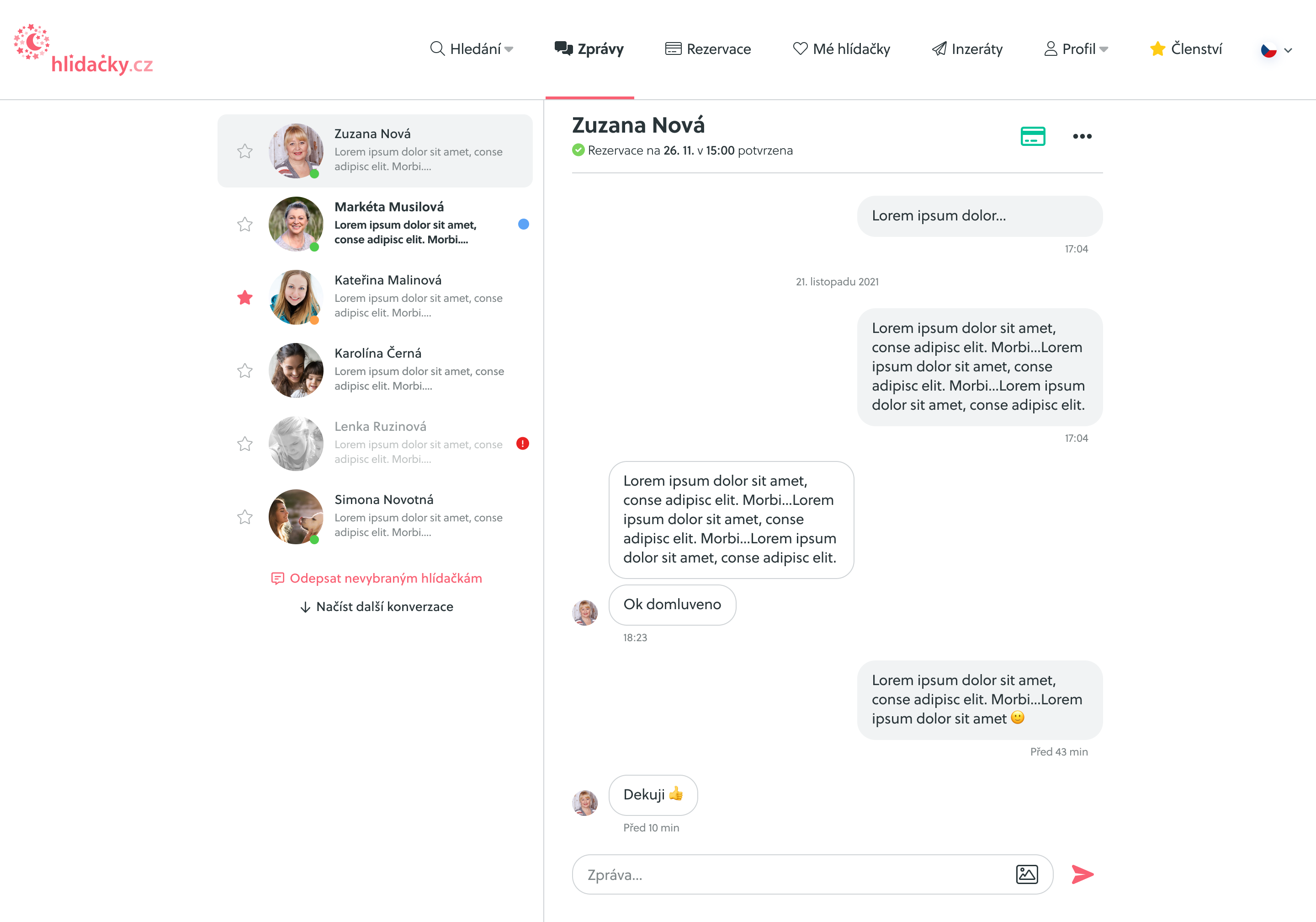 Desktop messaging interface
