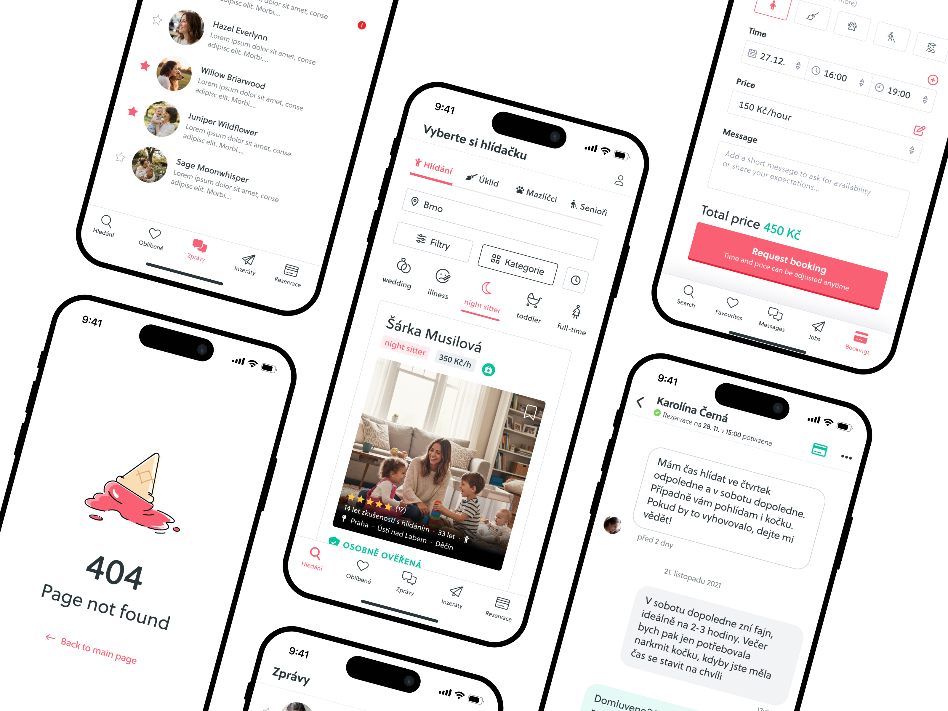 Selected Product design screens